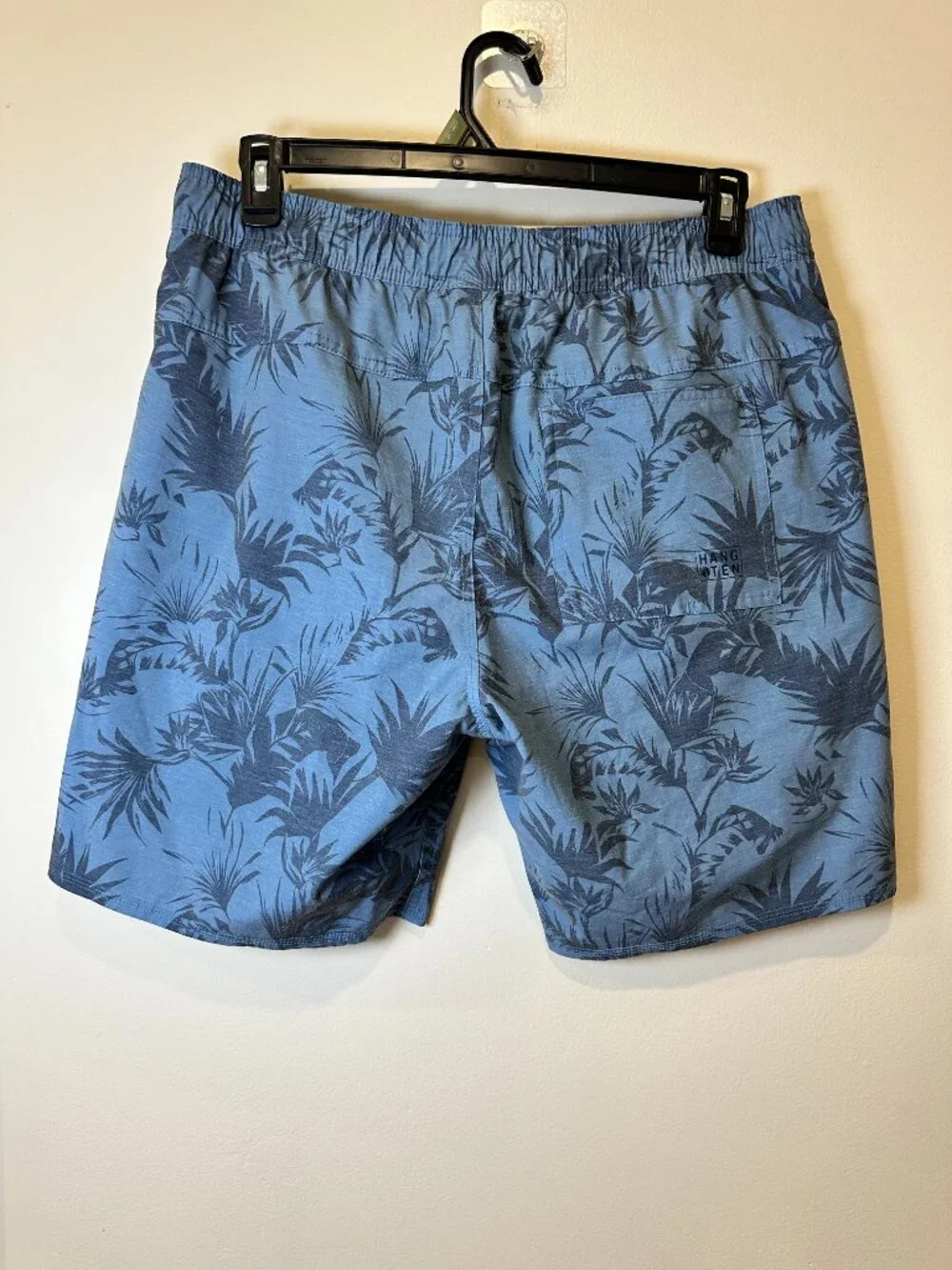 HANG TEN Mens Board Shorts Swim Trunks Tropical Palm Print Size XL Swimwear Blue